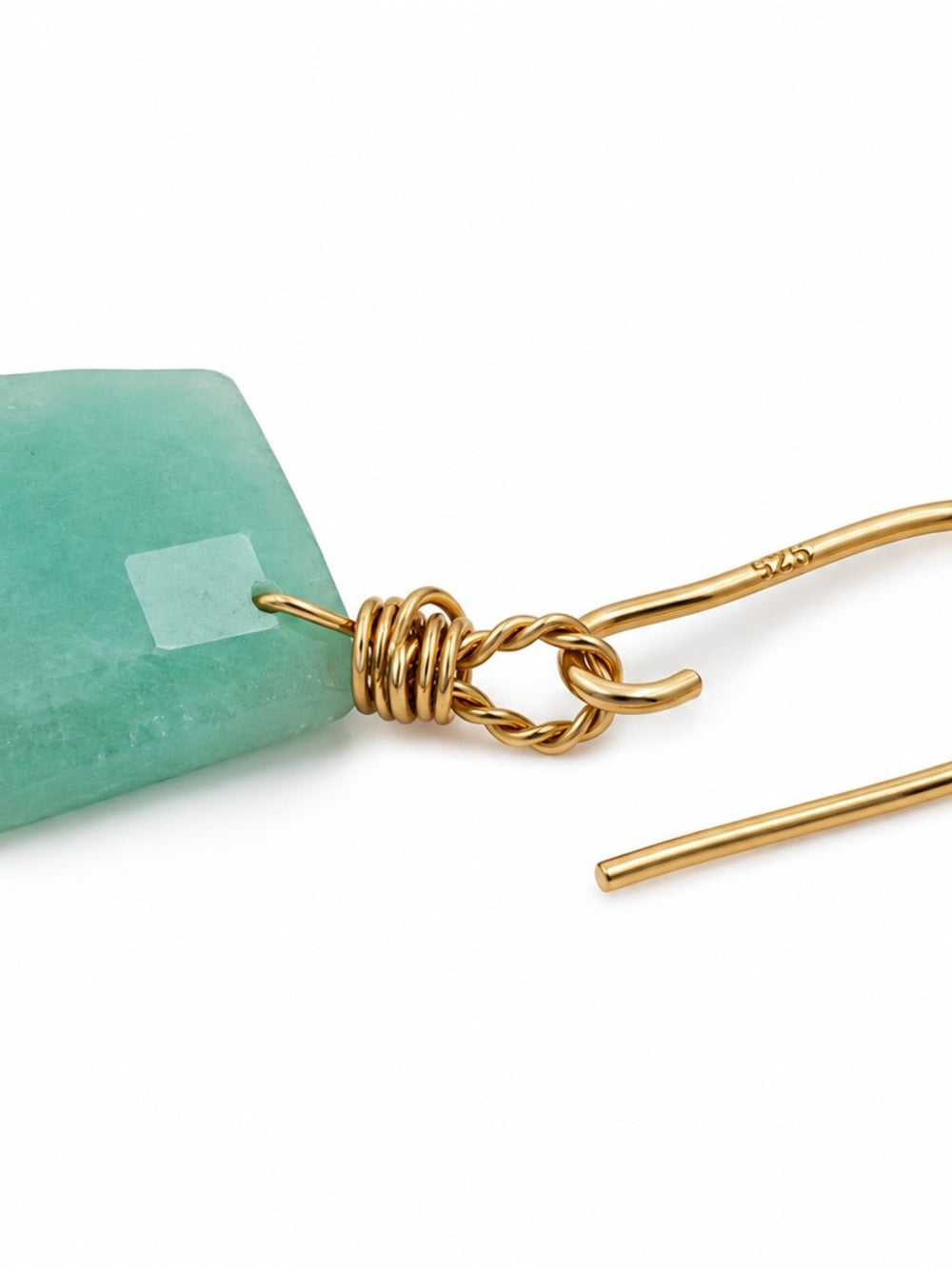 HK037 Amazonite Hexagon Gold Earrings