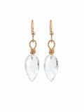 HK082 Clear Quartz Marquise Gold Hook Earrings