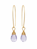 HT218 Lavender Quartz Gold Earrings