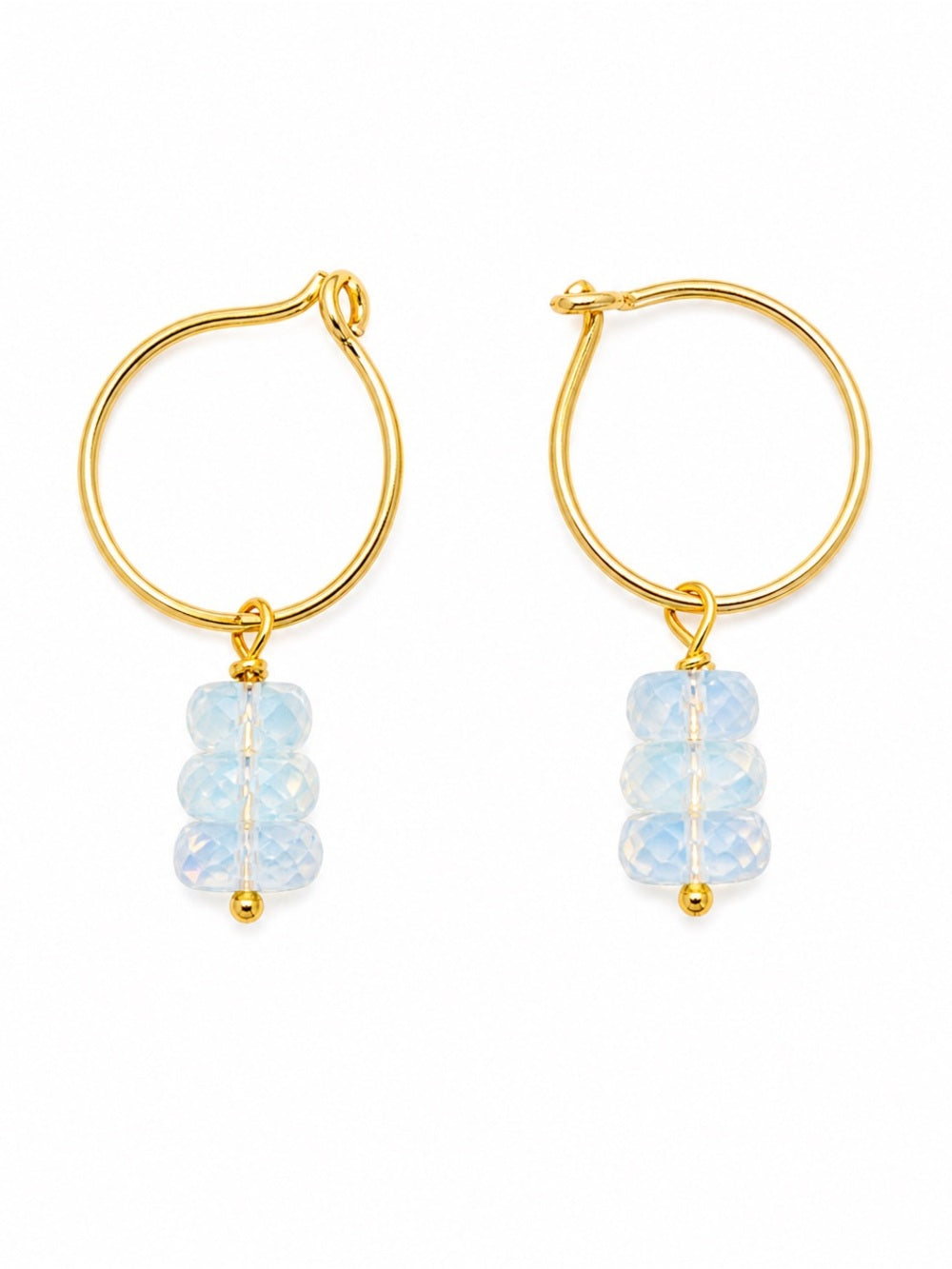 HP071 Ethiopian Opal Rondelle Gold Hoops