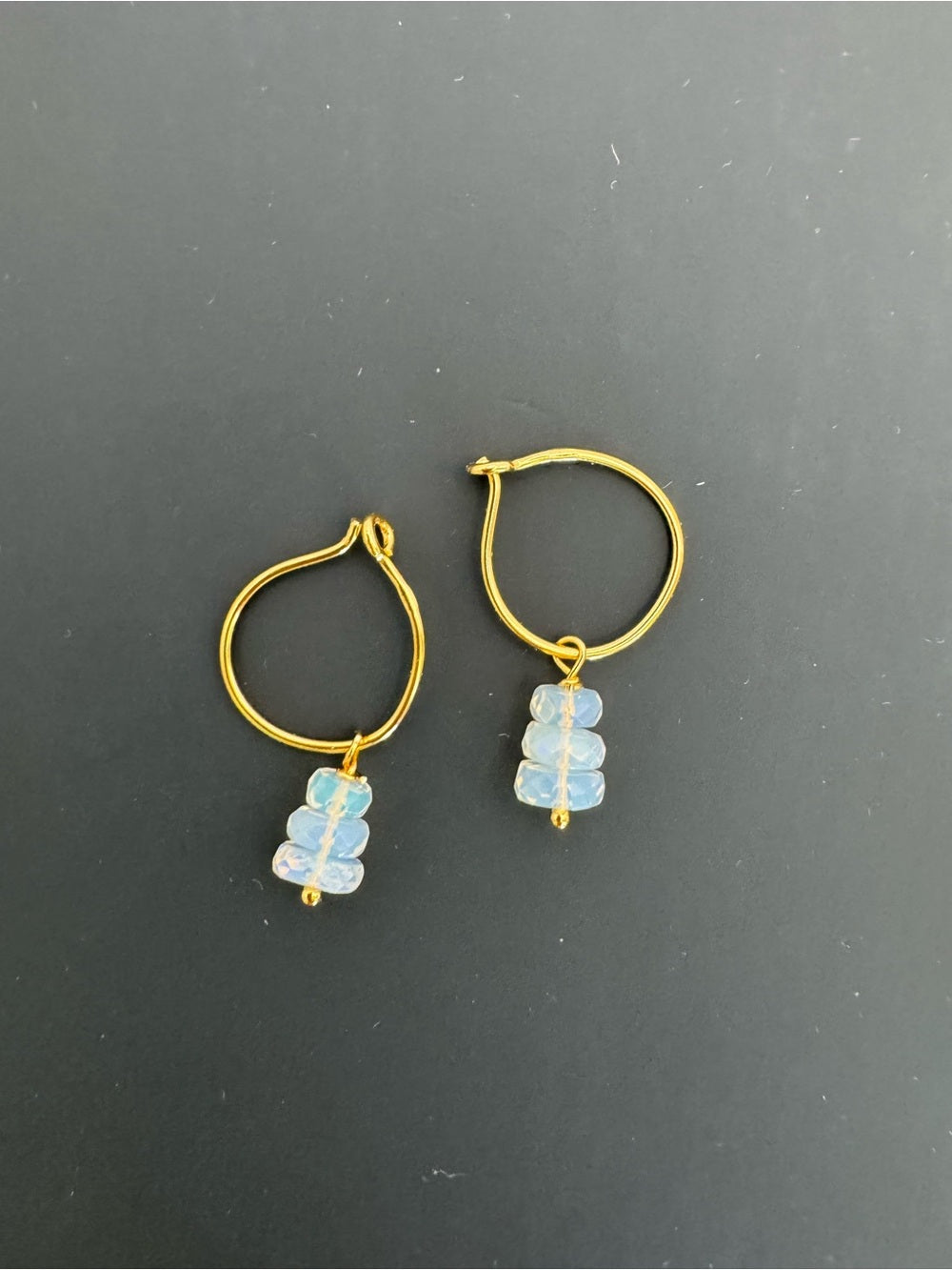HP071 Ethiopian Opal Rondelle Gold Hoops
