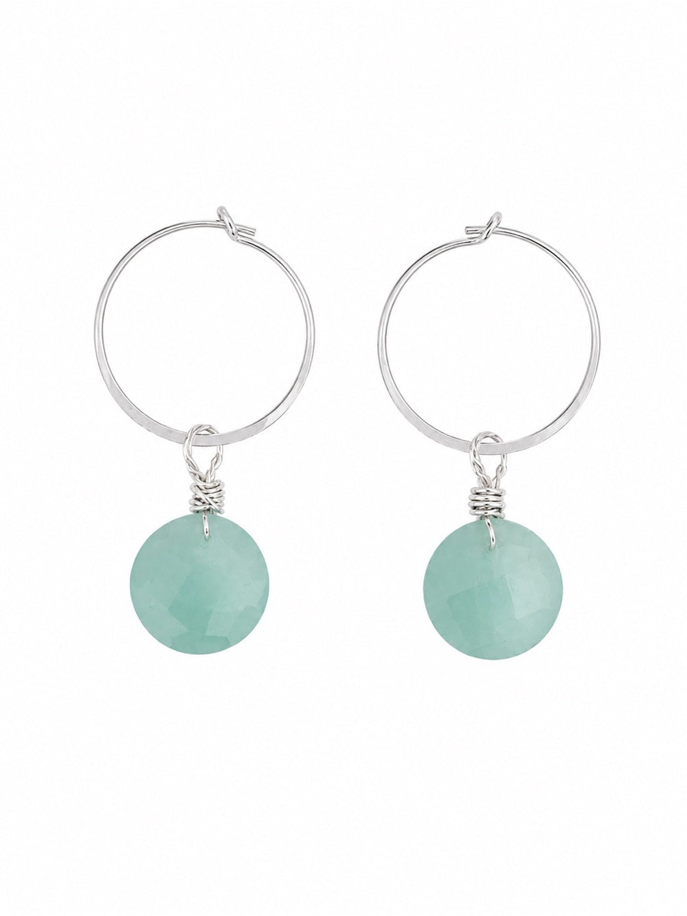 HP046 Amazonite Coin Mini Hoops