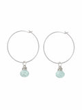 HP0015 Aquamarine Onion Cut Silver Hoops
