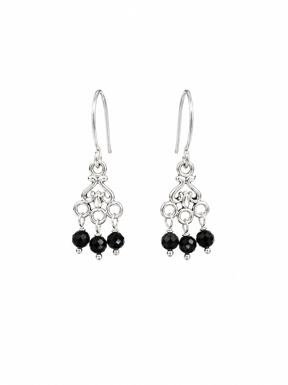 4K012 Black Chandelier Hook Earrings