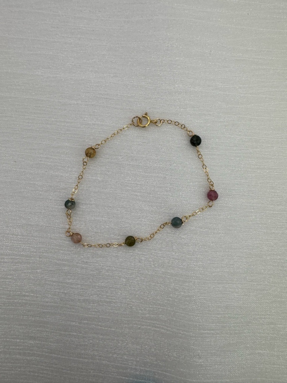 B043 Rainbow Tourmaline Gold Bracelet