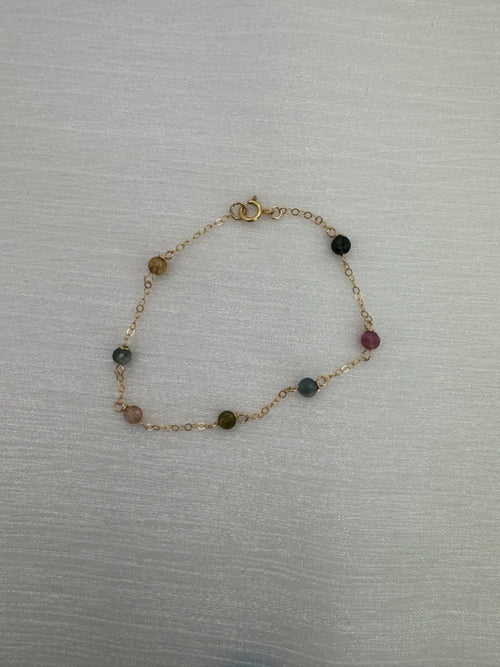 B043 Rainbow Tourmaline Gold Bracelet