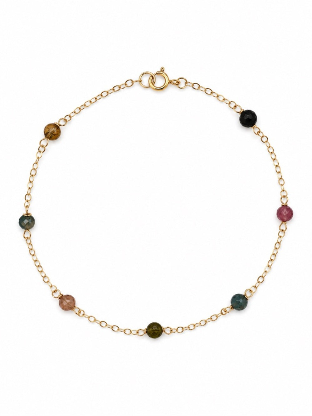 B043 Rainbow Tourmaline Gold Bracelet