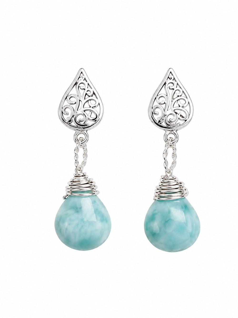 P038 Larimar Vintage Stud Earrings