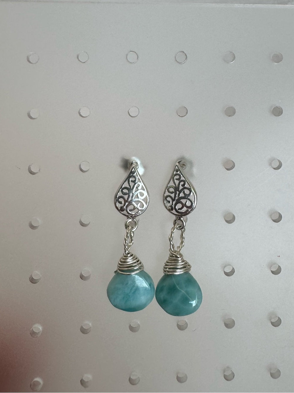 P038 Larimar Vintage Stud Earrings