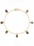 B304 Rainbow Tourmaline Rondelle Gold Bracelet