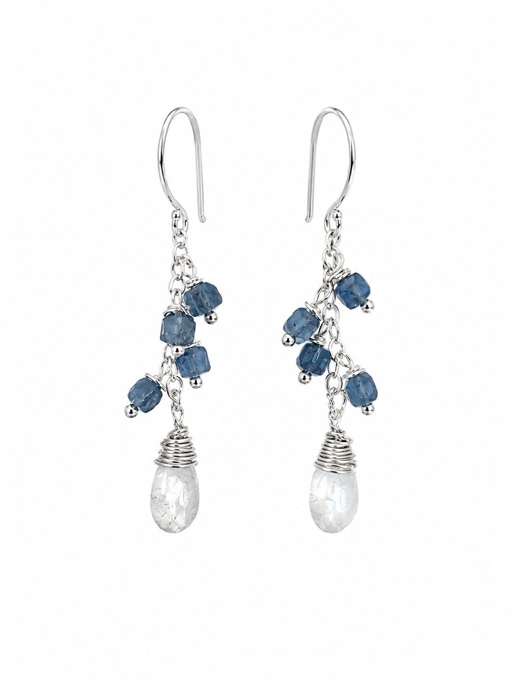 HK217 Aquamarine Moonstone Hook Earrings