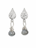 P0011 Moss Aquamarine Vintage Stud Earrings