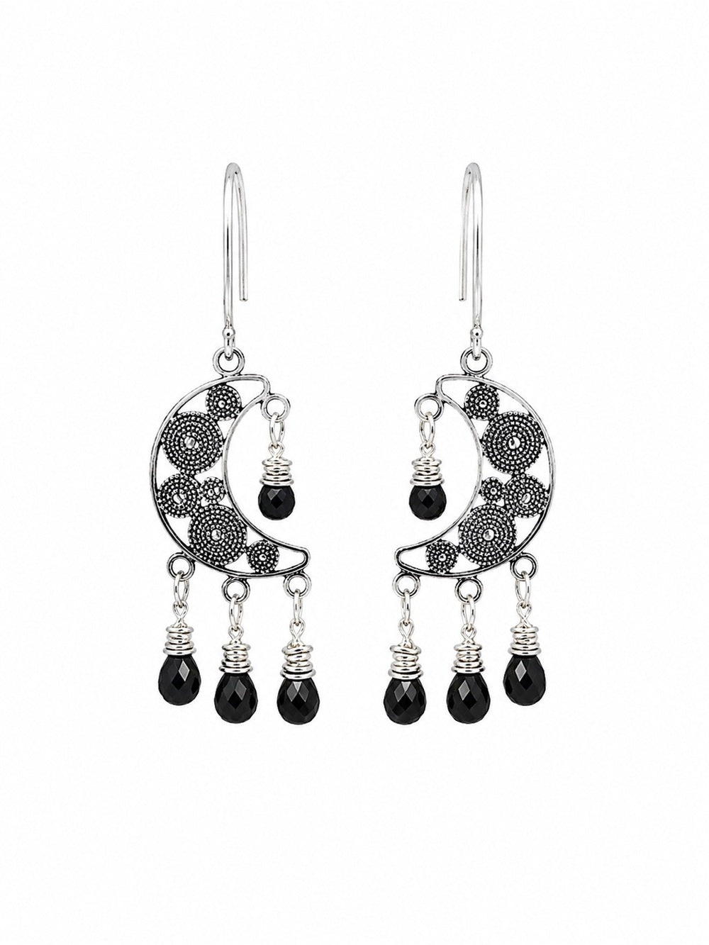 HK068 Sapphire Moon Hook Earrings