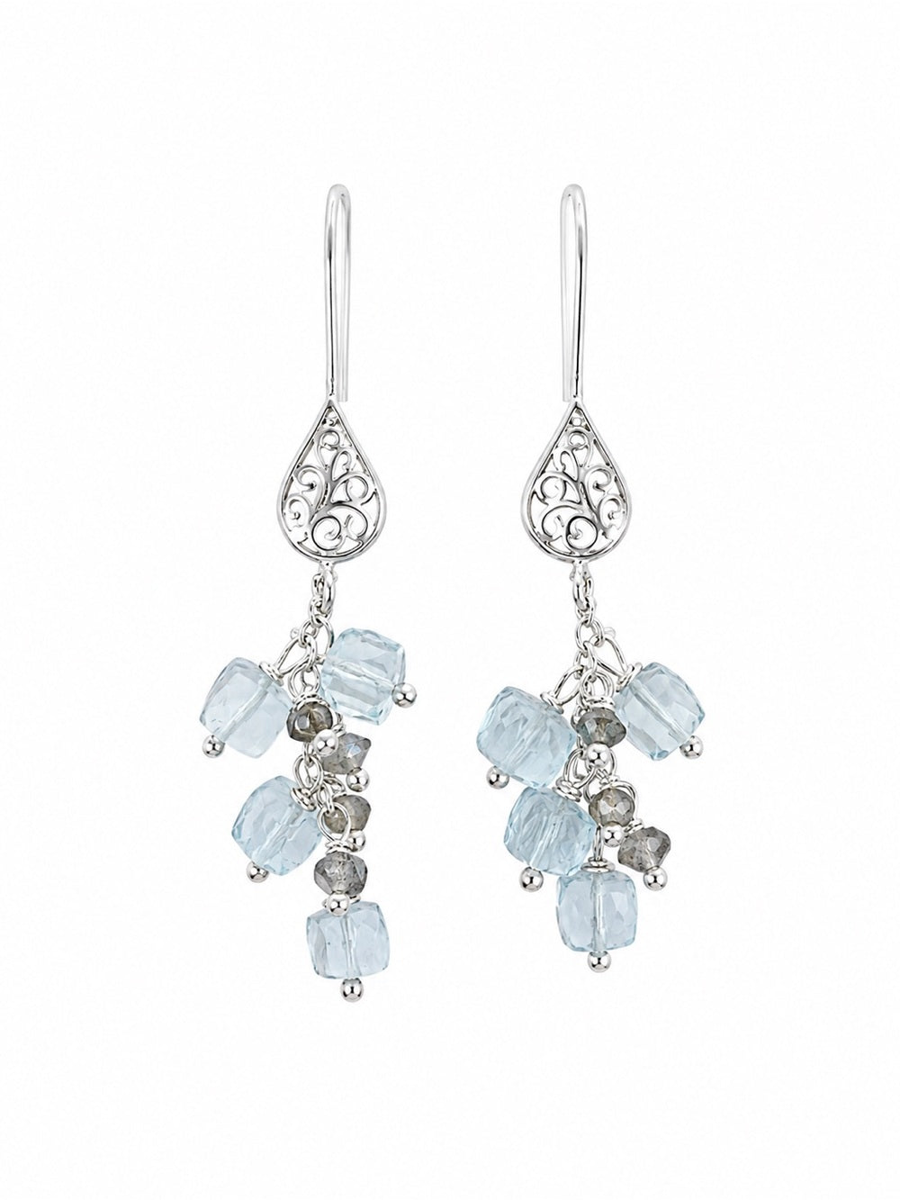 HK2113 Blue Topaz Vintage Hook Earrings