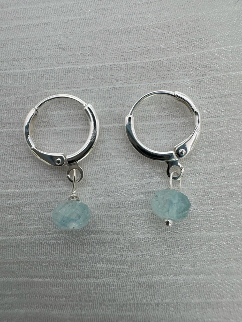 HG245 Aquamarine Silver Huggies