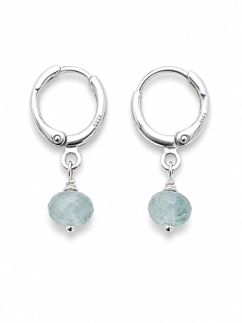 HG245 Aquamarine Silver Huggies