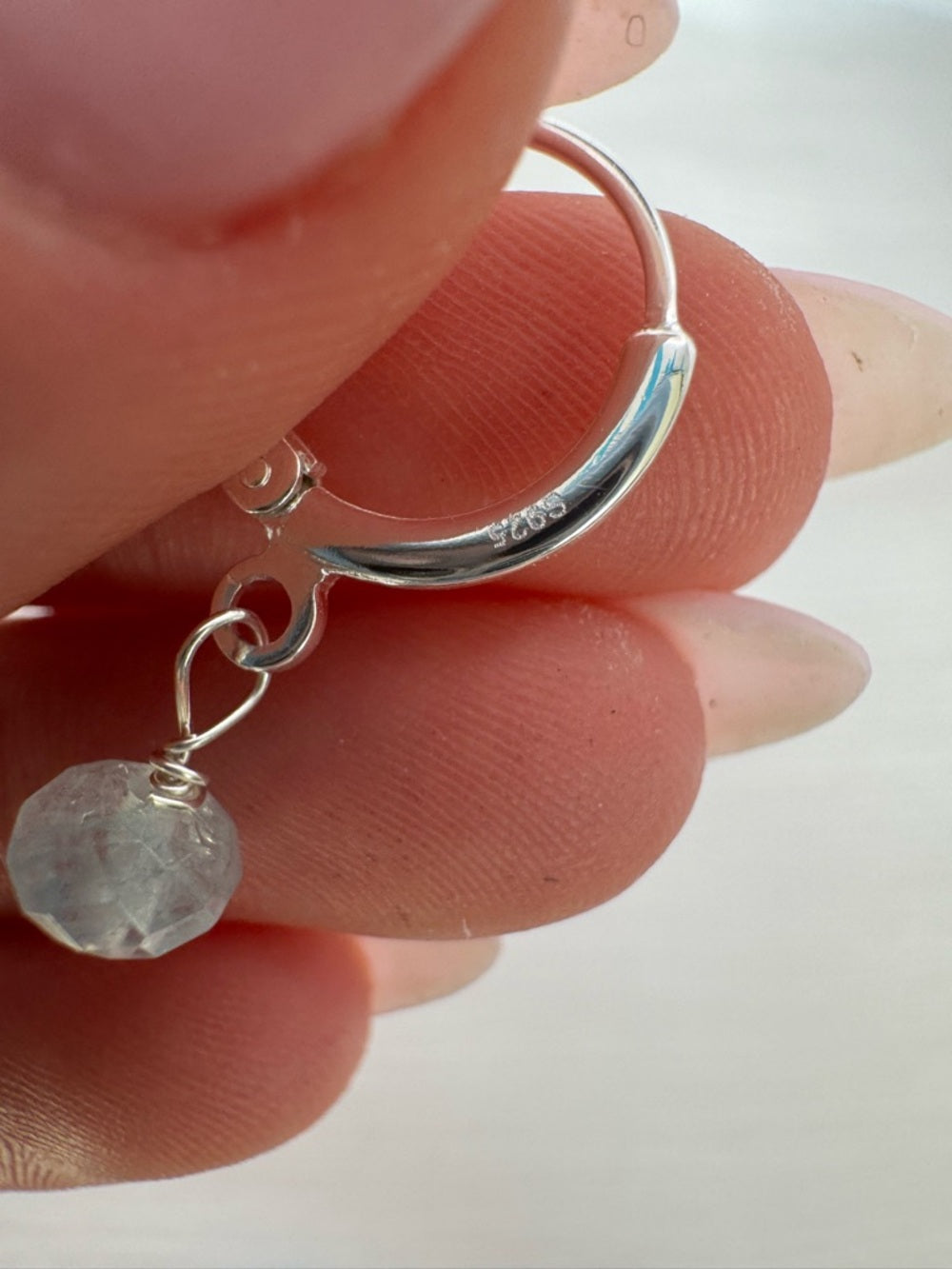 HG245 Aquamarine Silver Huggies