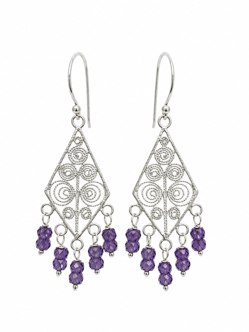 HK088 Tanzanite Chandelier Hook Earrings
