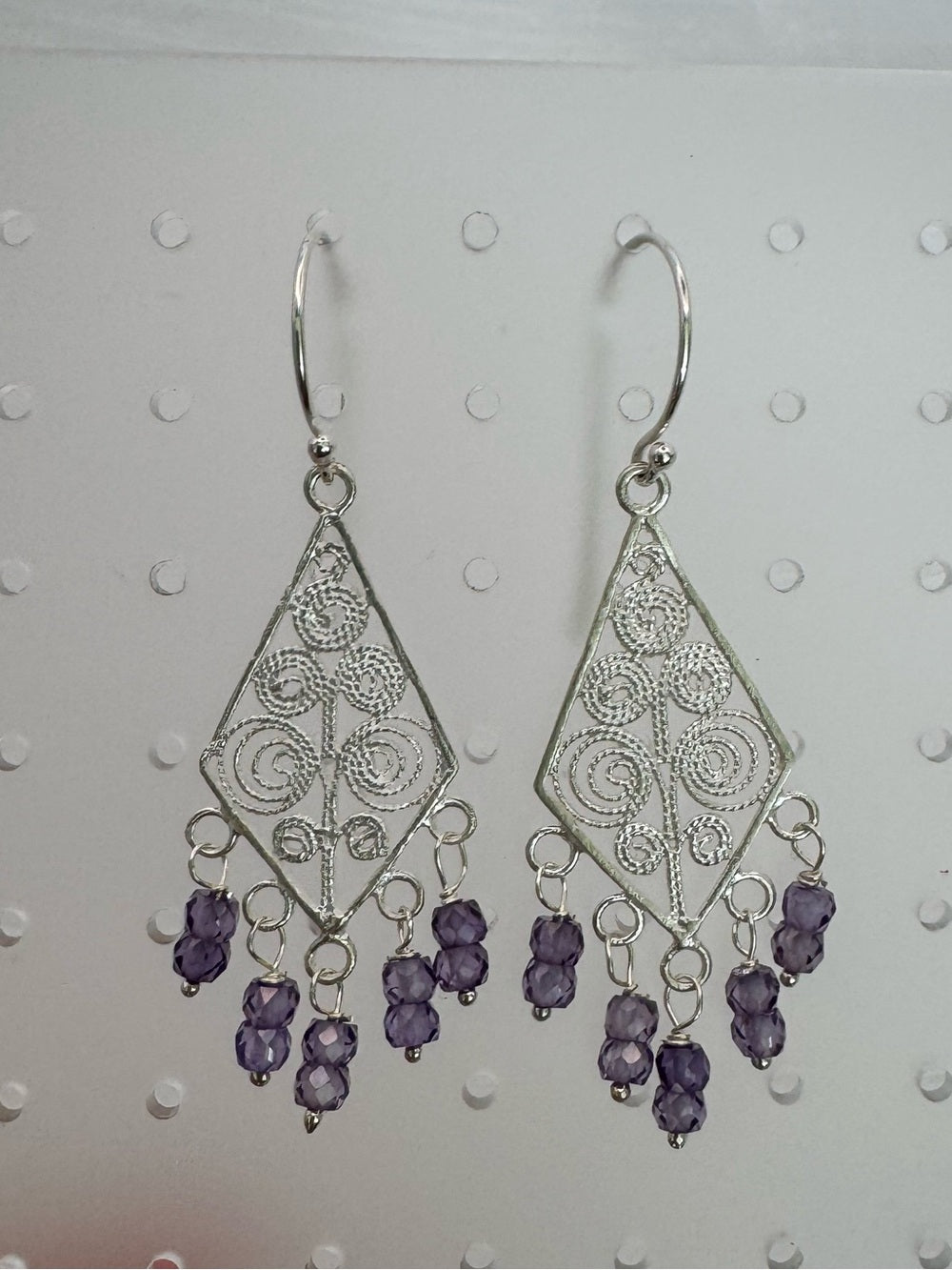 HK088 Tanzanite Chandelier Hook Earrings