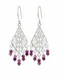 HK067 Pink Ruby Chandelier Hook Earrings