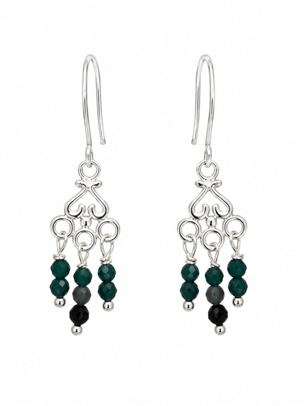 HK073 Blue Tourmaline Chandelier Hook Earrings