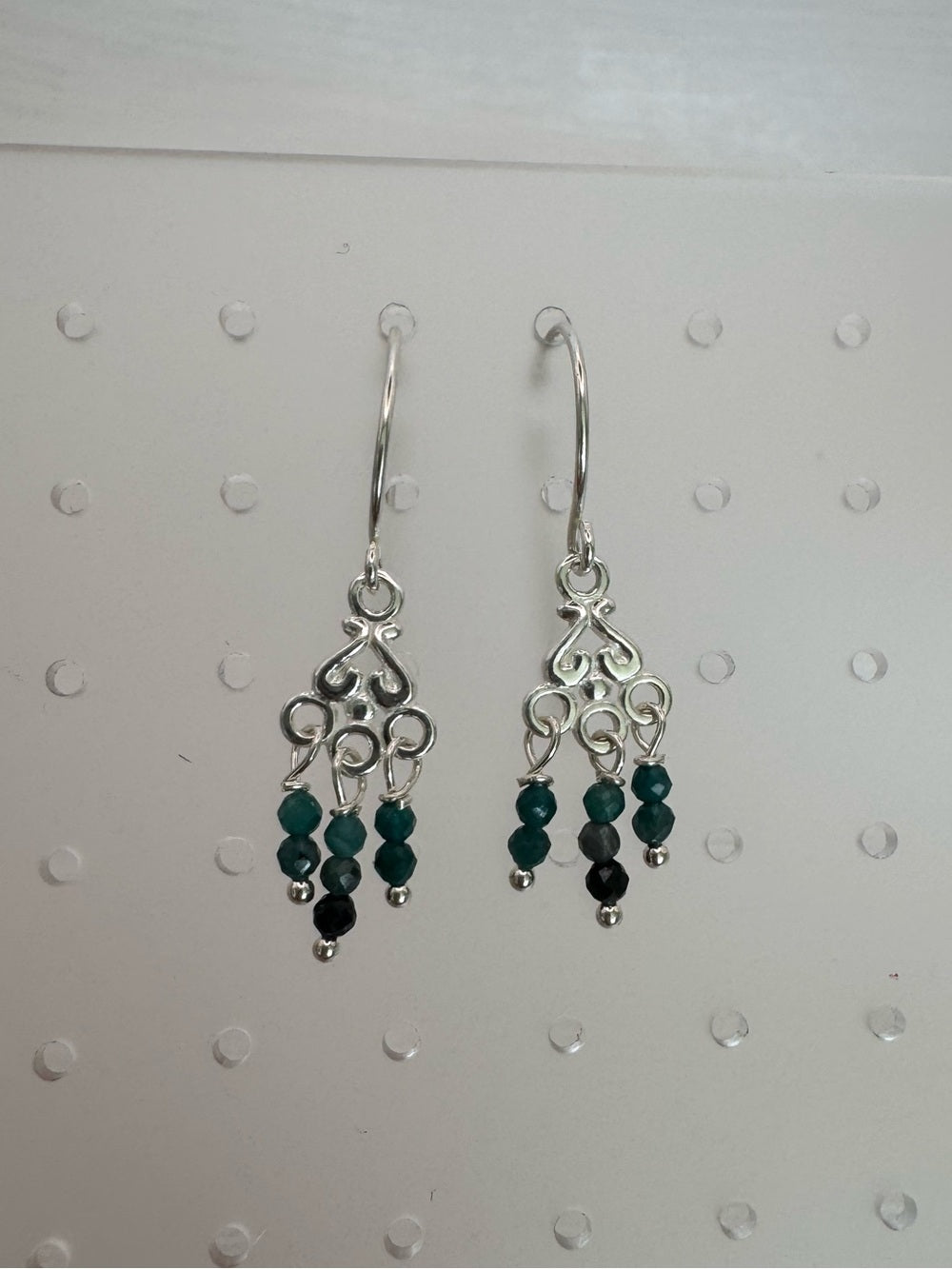 HK073 Blue Tourmaline Chandelier Hook Earrings