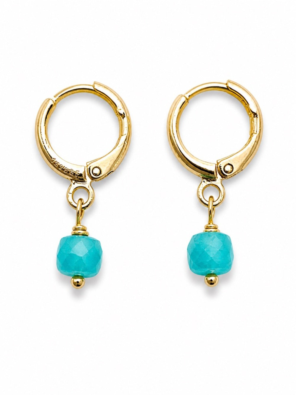 HG010 Amazonite Gold Huggies