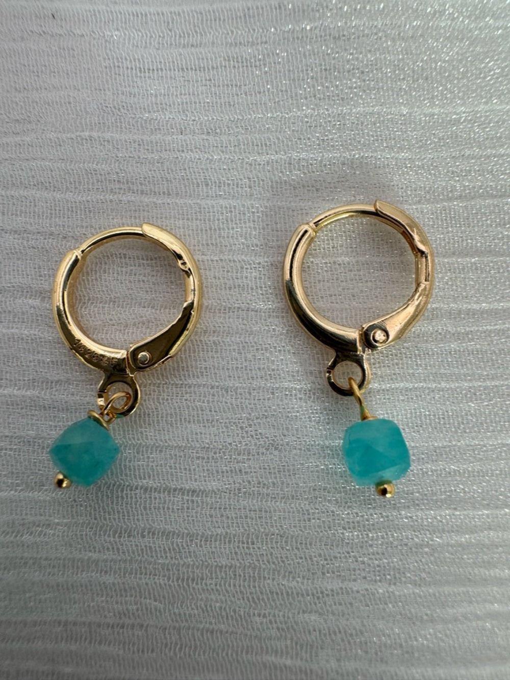 HG010 Amazonite Gold Huggies