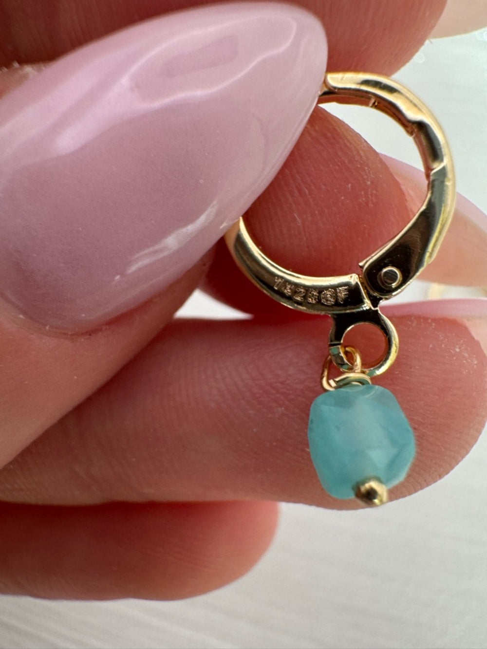 HG010 Amazonite Gold Huggies