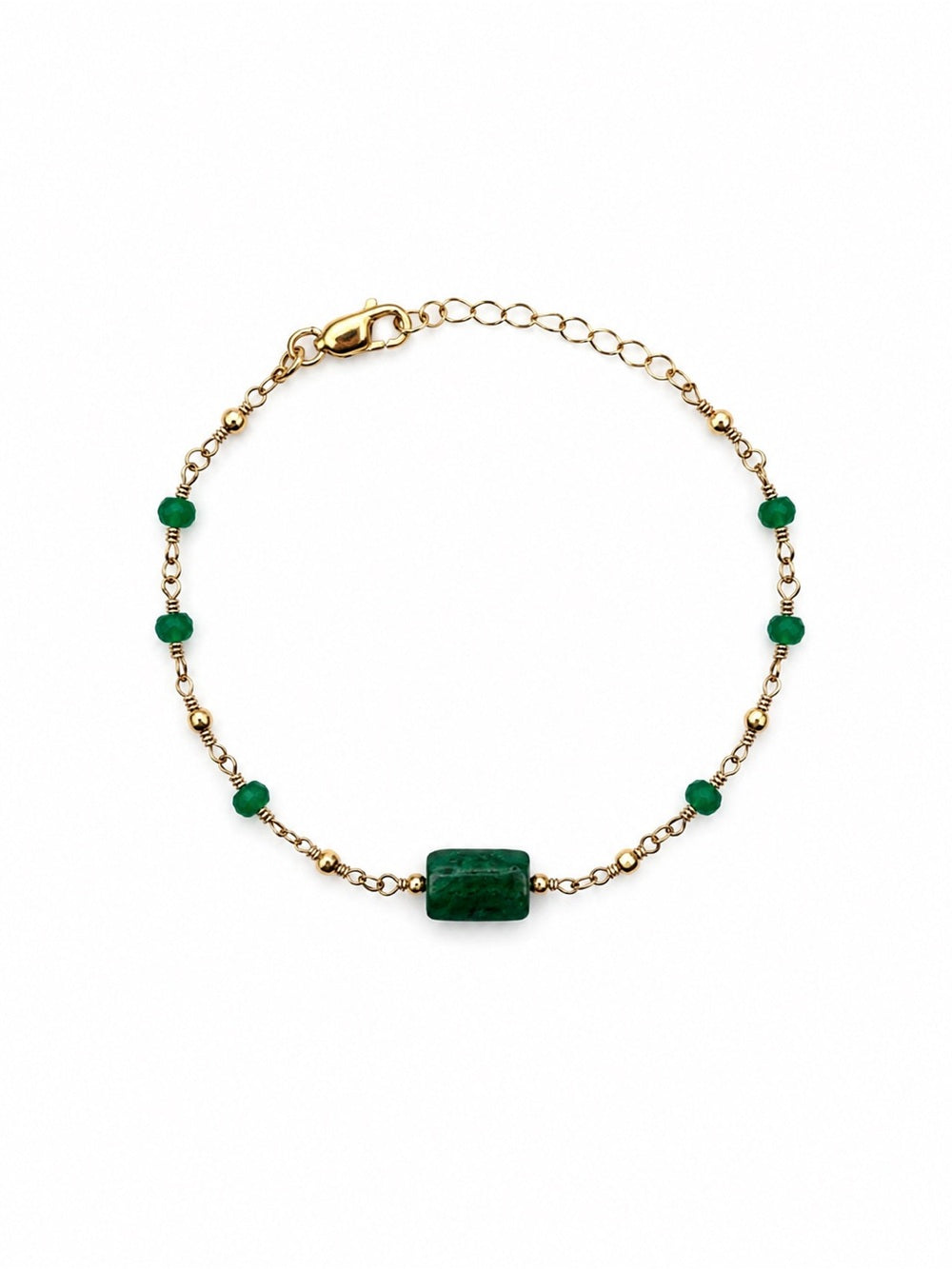 Handmade Chrysoprase Gold Bracelet