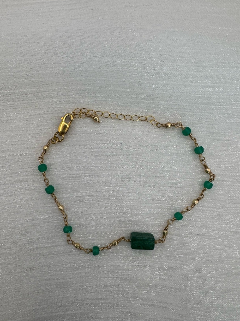 Handmade Chrysoprase Gold Bracelet
