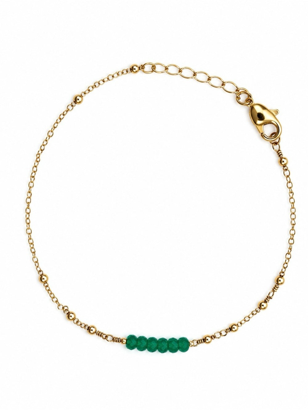 Handmade Chrysoprase Gold Bracelet