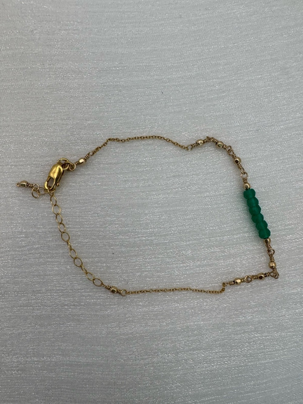 Handmade Chrysoprase Gold Bracelet