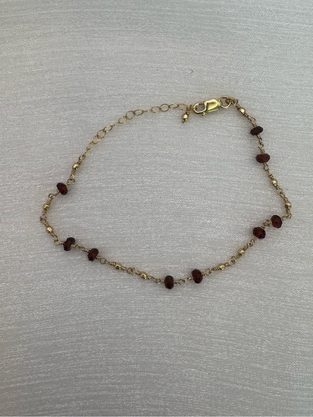 Handmade Garnet Gold Bracelet