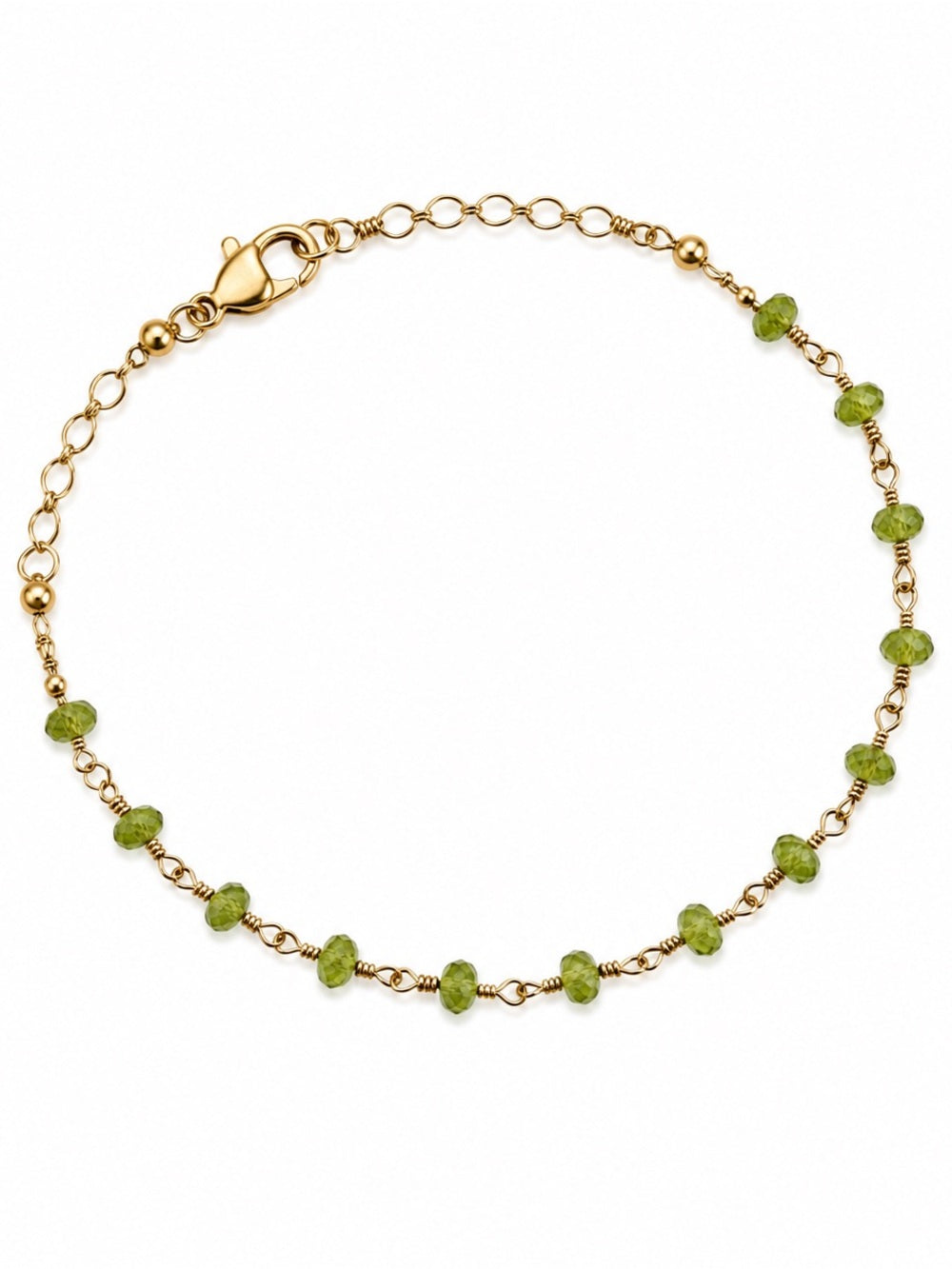 Handmade Peridot Gold Bracelet