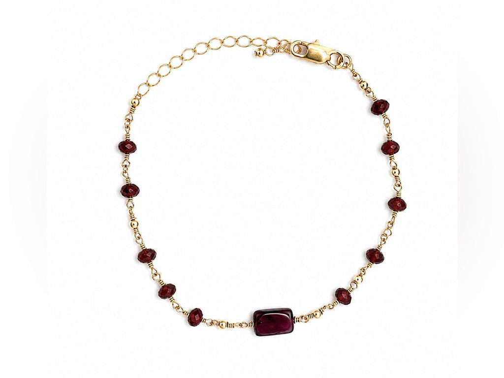Handmade Garnet Gold Bracelet