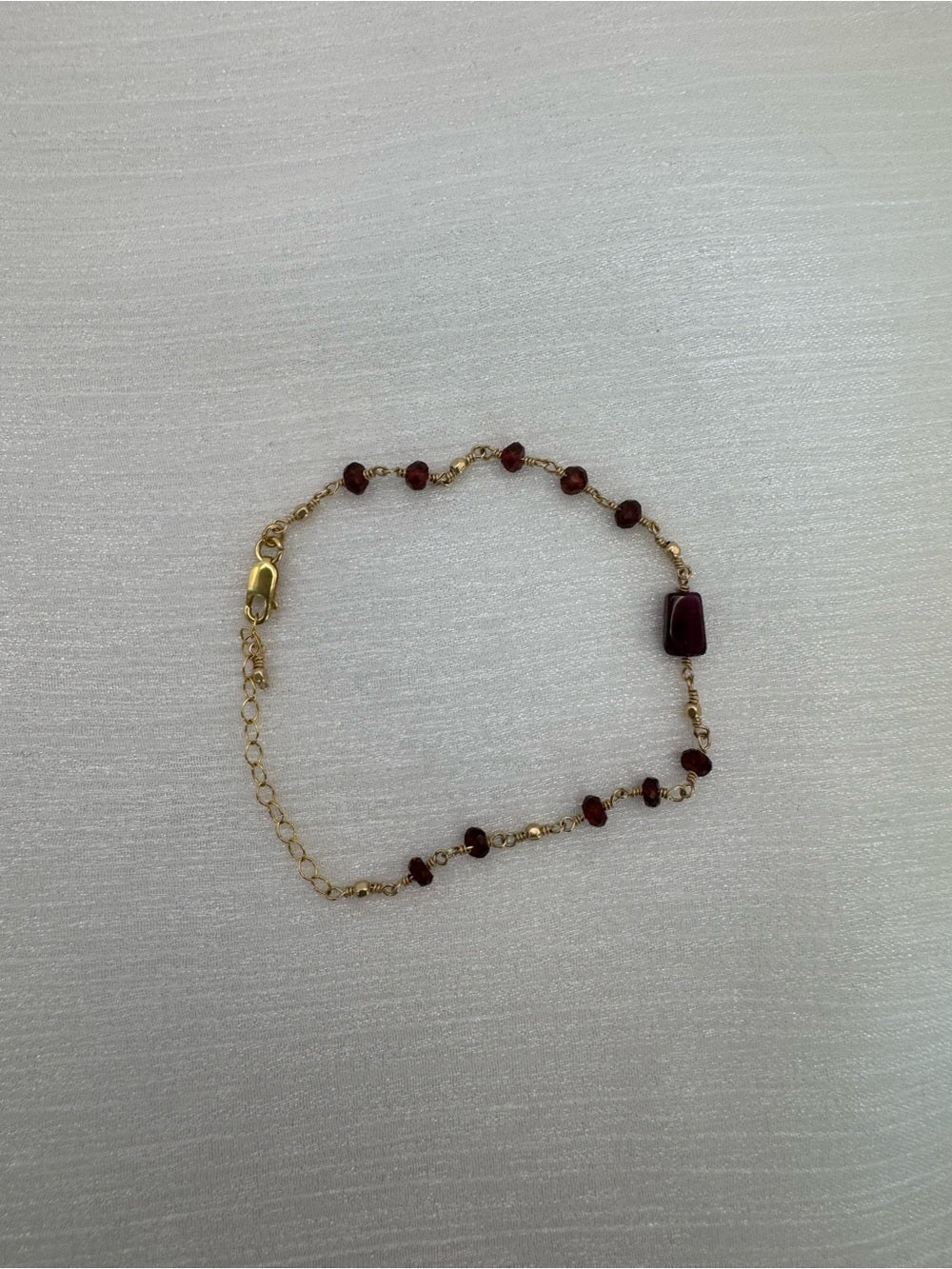 Handmade Garnet Gold Bracelet