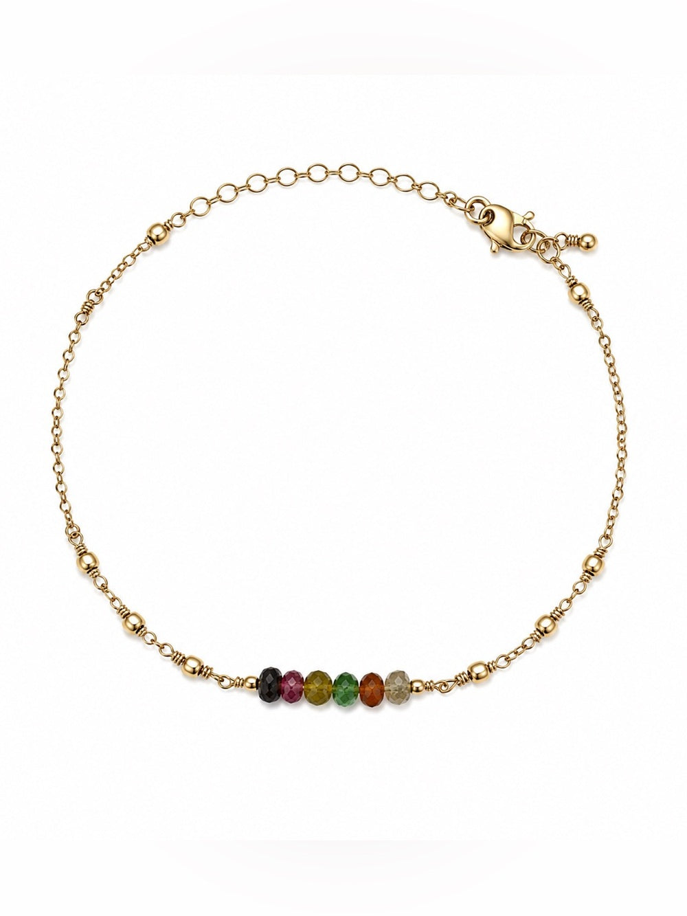 Handmade Rainbow Tourmaline Gold Bracelet
