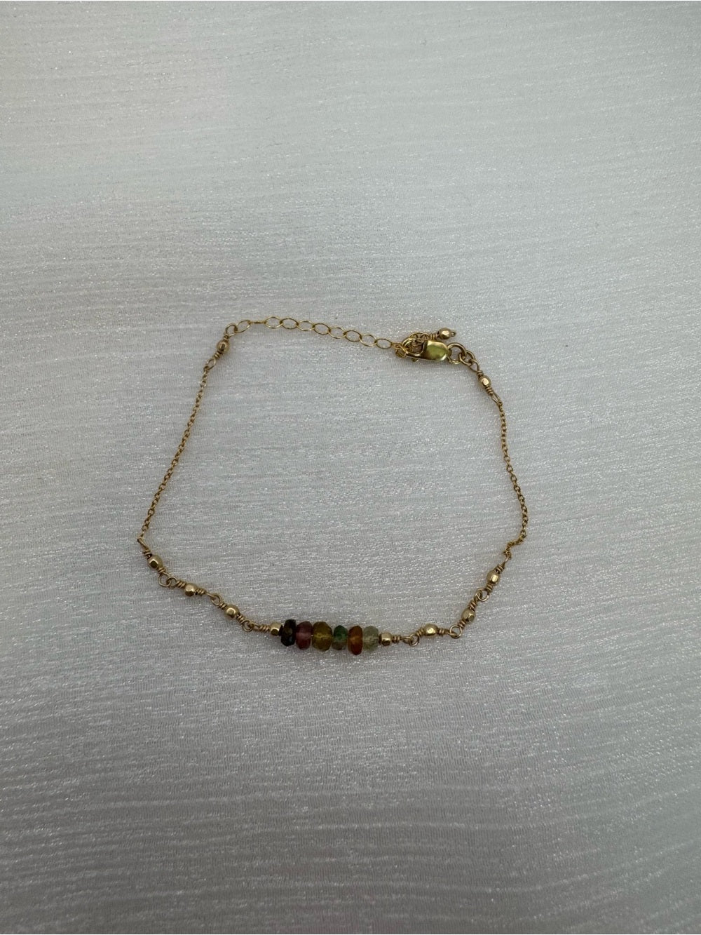 Handmade Rainbow Tourmaline Gold Bracelet