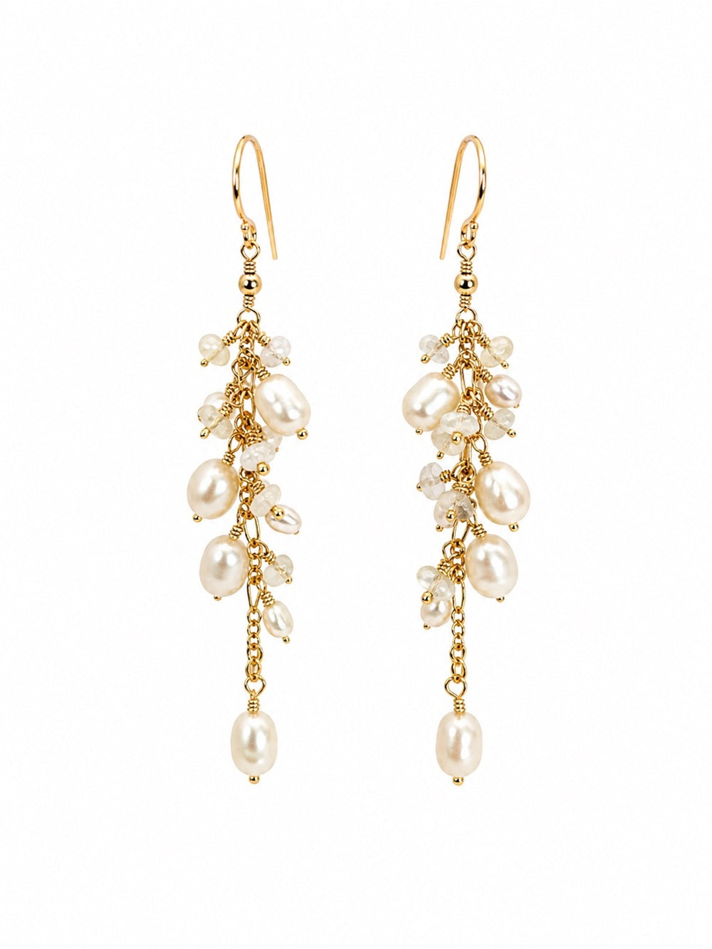 Ethiopian Opal & Freshwater Pearl Dangle Earrings
