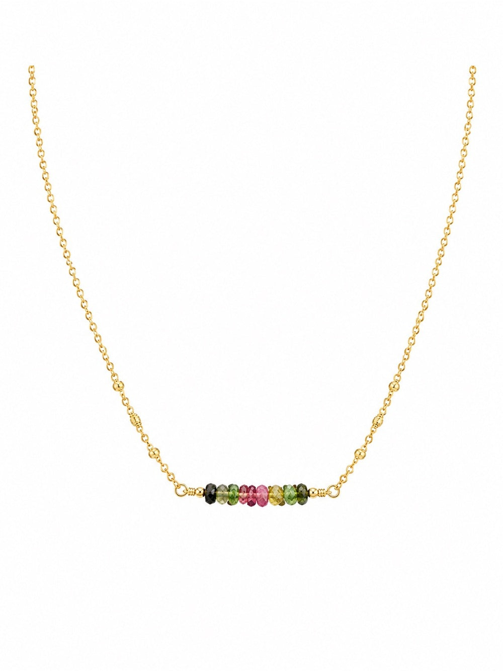 Rainbow Tourmaline Row Chain Necklace