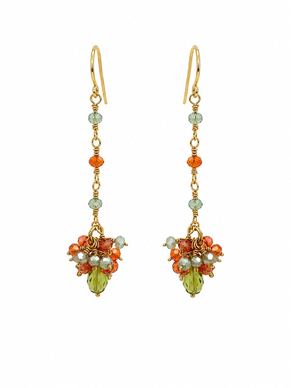 Green Celestial Dangle Hook Earrings