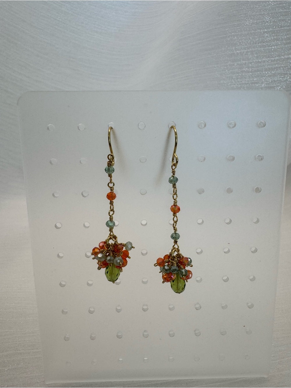 Green Celestial Dangle Hook Earrings