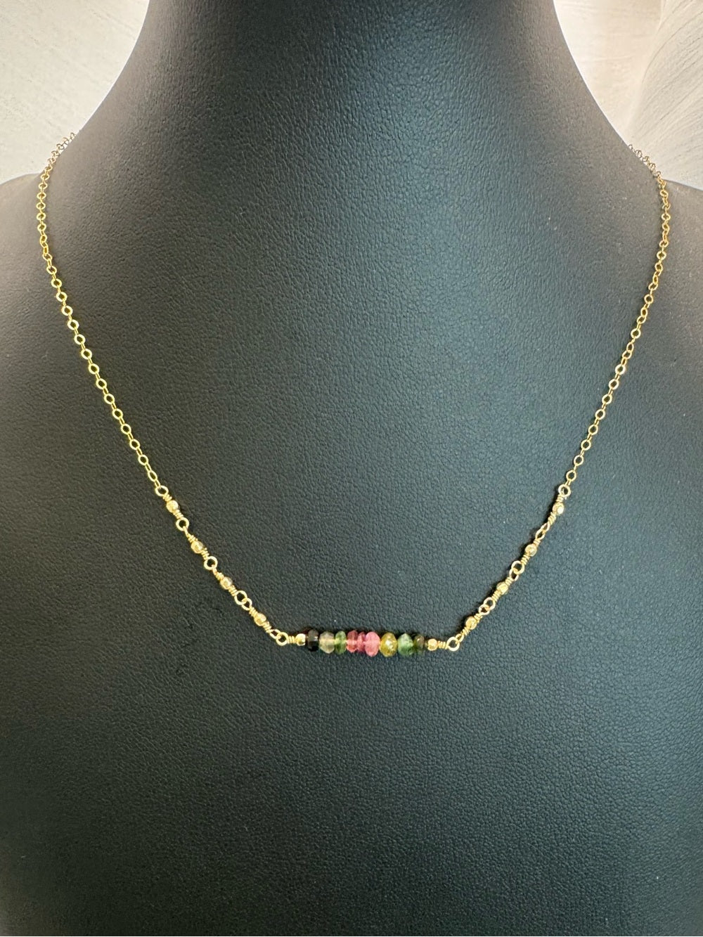 Rainbow Tourmaline Row Chain Necklace