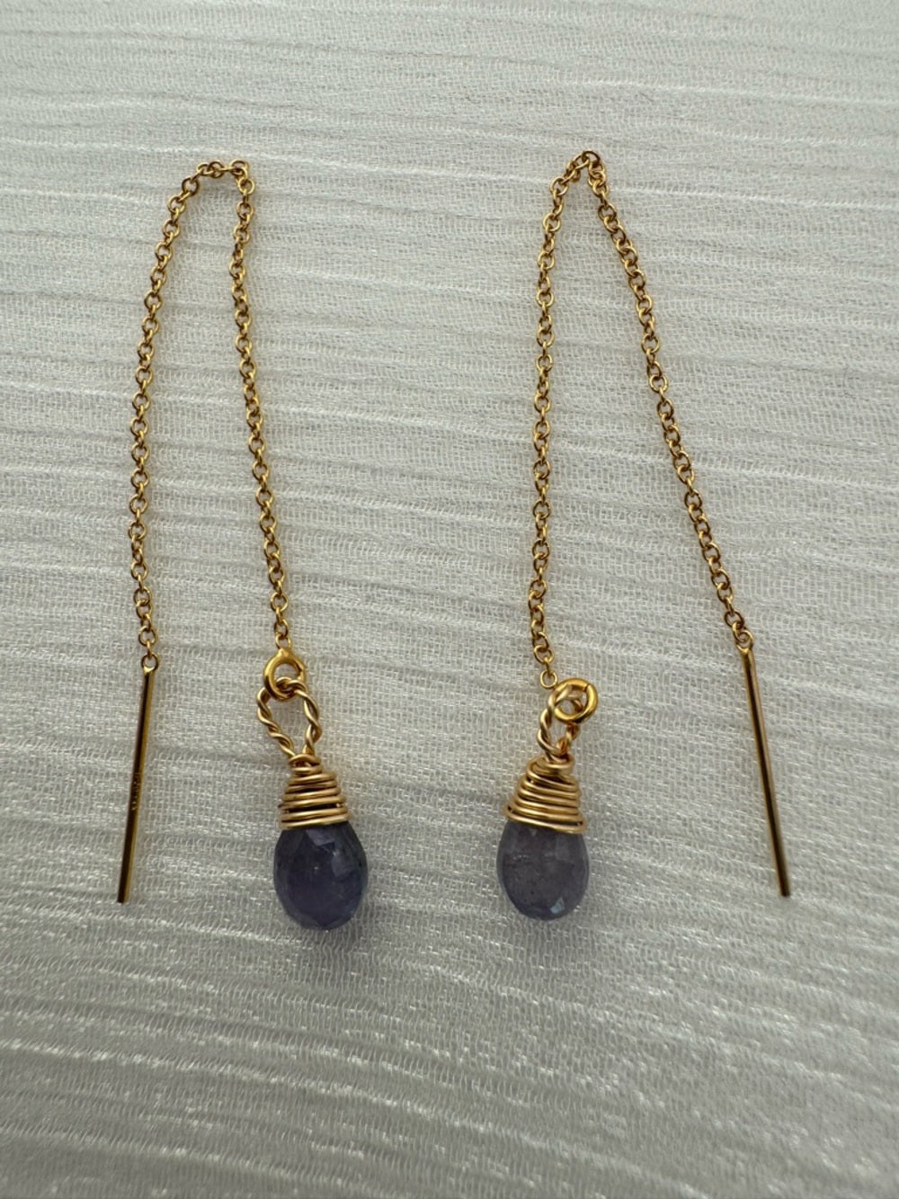 TH056 Tanzanite Gold Threaders