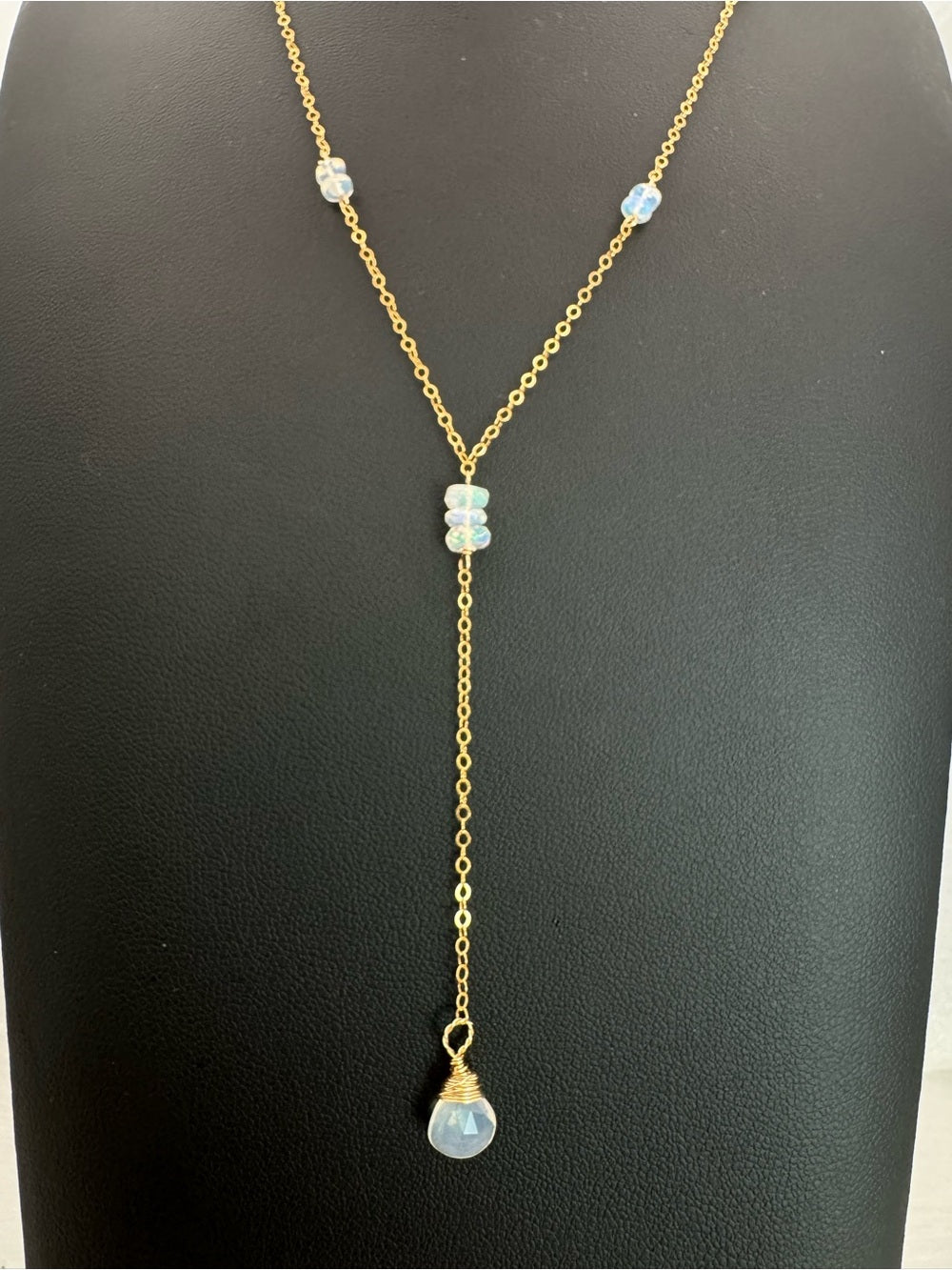 L030 Ethiopian Opal Lariat Necklace