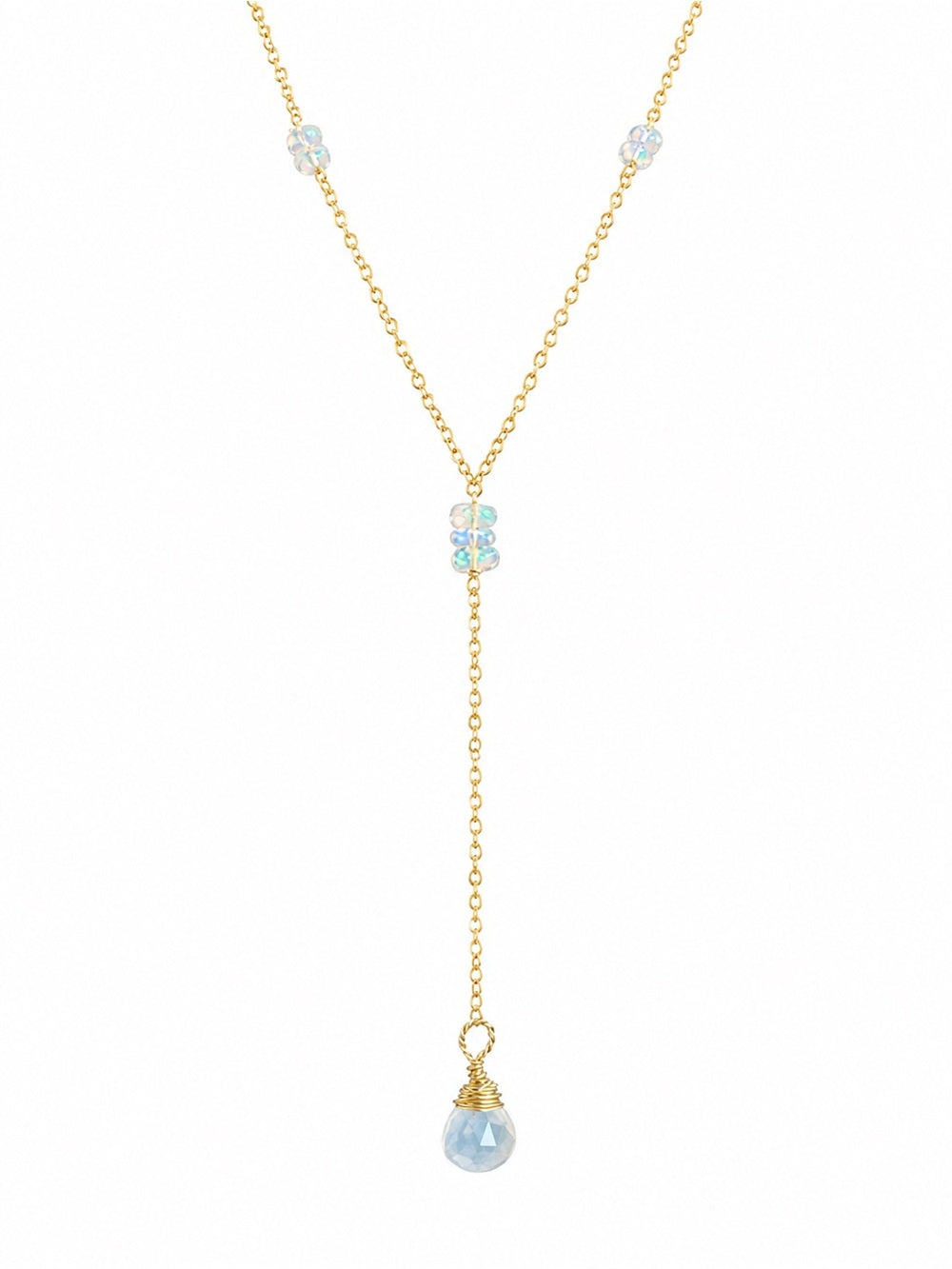 L030 Ethiopian Opal Lariat Necklace