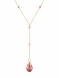 L031 Strawberry Quartz Lariat Necklace