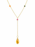 L0210 Rainbow Tourmaline Lariat Necklace