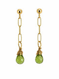 P0018 Peridot Paperclip Stud Earrings
